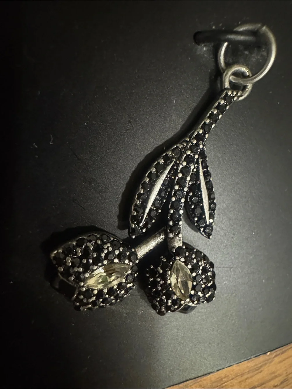 COACH Black Crystal Cherry Dangle Keychain Charm
